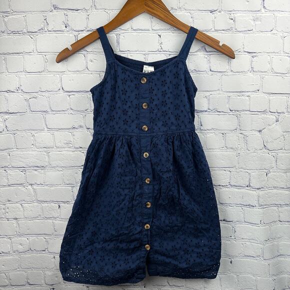 Japna Kids Navy Blue Eyelet Dress - Size 8 - - Picture 1 of 11